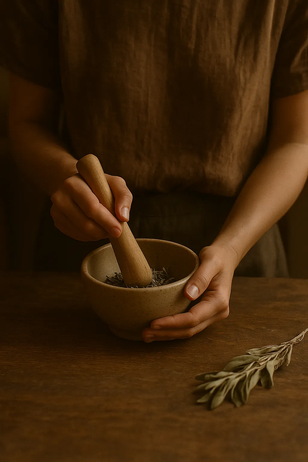 Manos trabajando en ritual